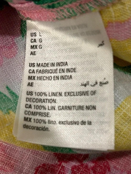 Charter Club Linen Luxury Women’s Pink Floral Sundress Yellow Green Spring L - Picture 10 of 10